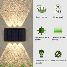 6 LED Solar Wall Lights Outdoor Garden Pathway Fence Deck Step Lamp WATERPROOF