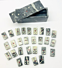 Vintage 28 Pc Grey Marble Domino Set