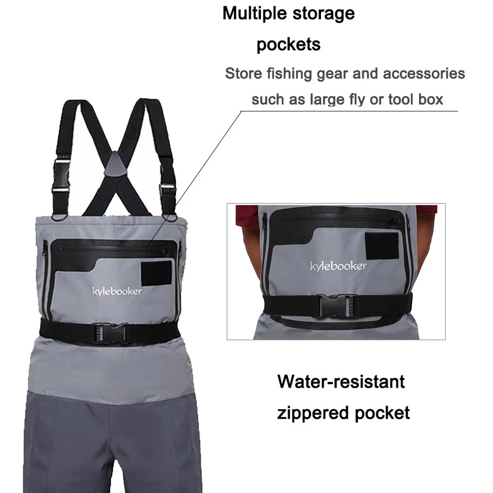 Fly Fishing Chest Waders 5-Layer Breathable Durable Wading Stocking Foot Wader - Image 4 of 4