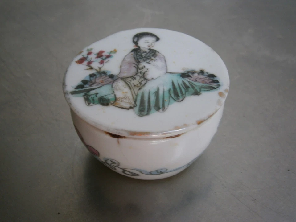 Pot à onguents Porcelaine Chine 19°s Céramique Art Asie Ancien - Photo 2/4