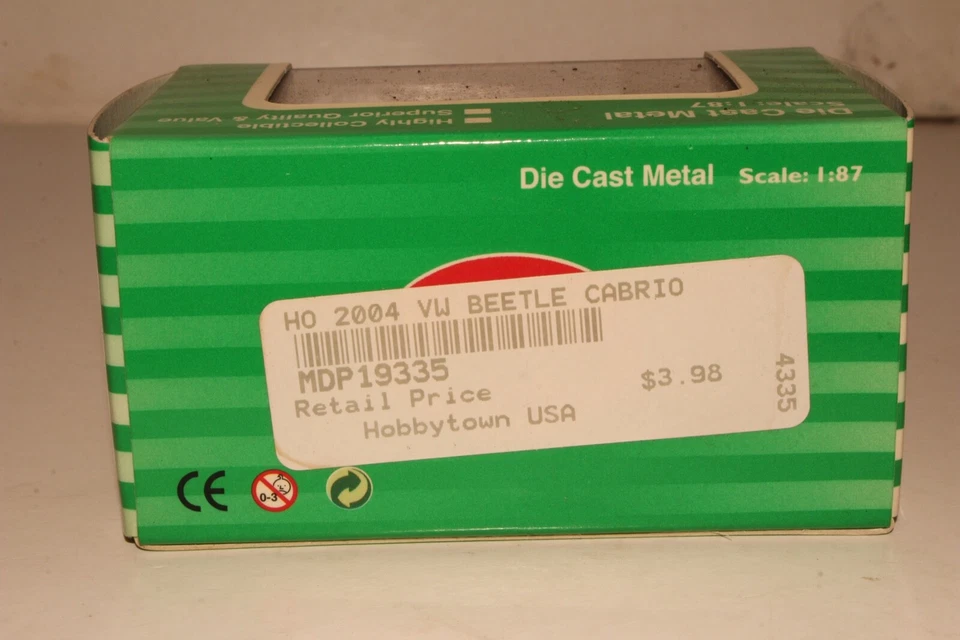 MODEL POWER HO SCALE 2004 VOLKSWAGEN BEETLE CONVERTIBLE, GREEN, 1:87, NIB - Image 3 of 4