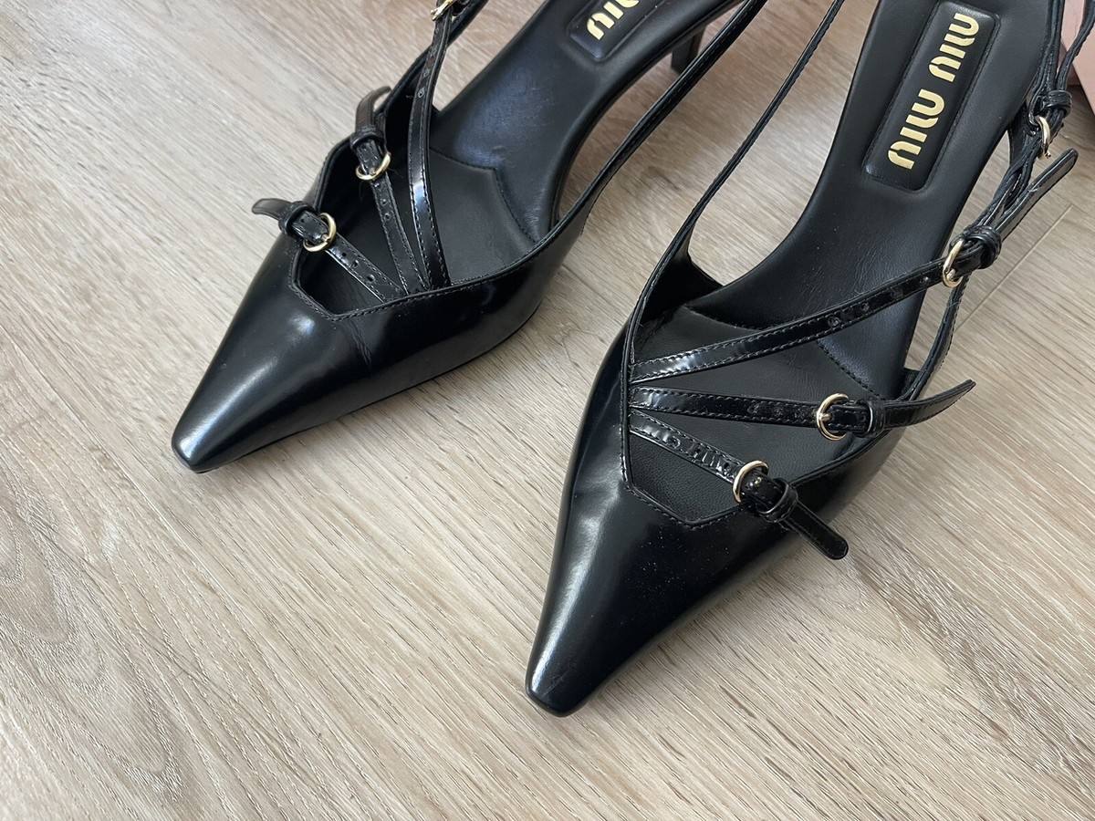 Miu Miu pumps, heels, sandals. Brushed leather slingbacks