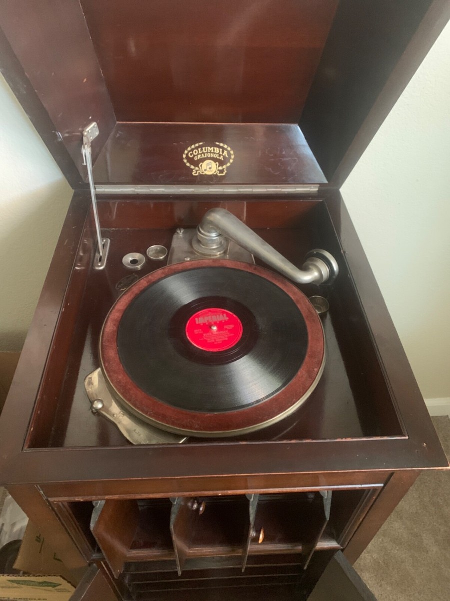 (アンティーク 小型電蓄)MODEL 3100 GRAFONOLA Antique Columbia Grafonola Phonograph, Hand Crank, Plays 78