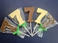BELGIAN CHOCOLATE 7TH/7 YEAR OLD BIRTHDAY/ANNIVERSARY LOLLIPOPS/PARTY BAG FILLER