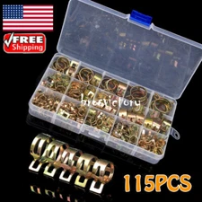 115Pcs Spring Hose Clamp 6-22mm Fastener Kit Fuel Water Line Pipe Air Tube Clip