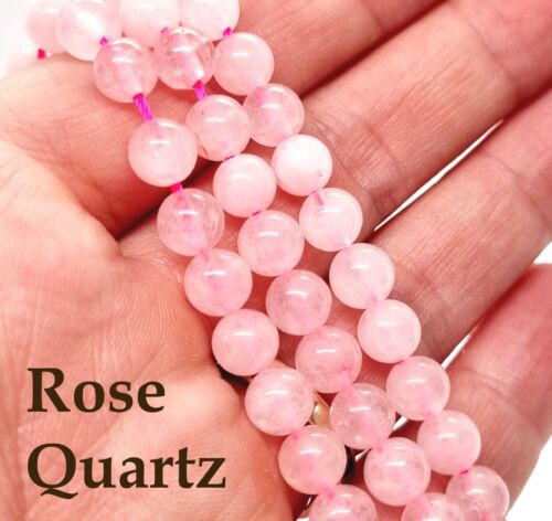 Semi Precious Gemstone Beads Rose Quartz Craft Stones - Various sizes available - Picture 8 of 13