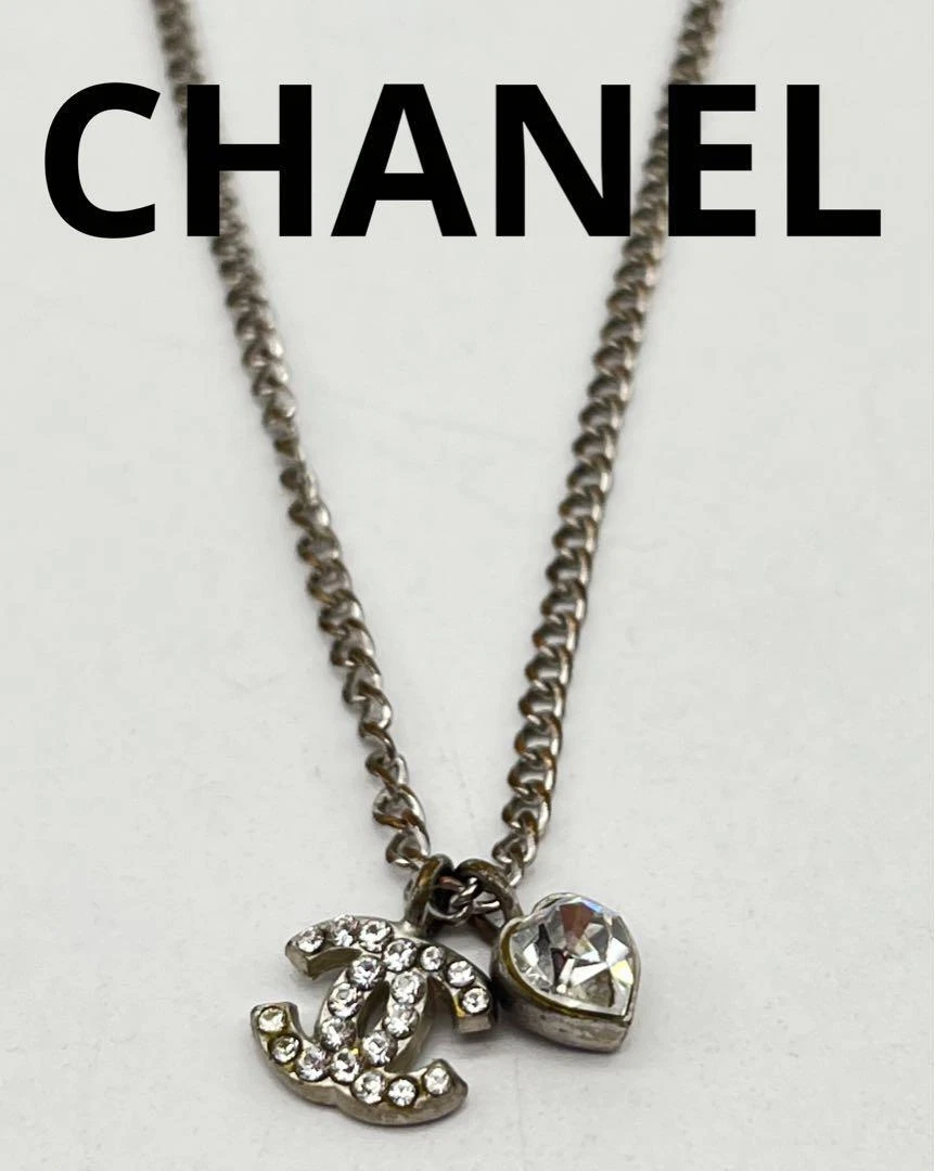 Japan Used Necklace Chanel Brand Silver Necklace Coco Mark Heart