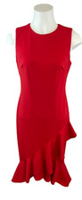 Red Tulip Dress Layered Ruffle Hem Sleeveless Women's Size 4 Calvin Klein