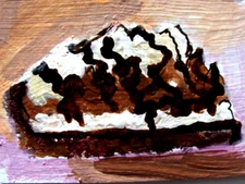 ACEO card Original Acrylic Painting, contemporary mini  art food chocolate pie