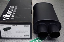 Vibrant Streetpower Flat Black Oval Muffler With Dual 3 Tips - 2.5 Inlet