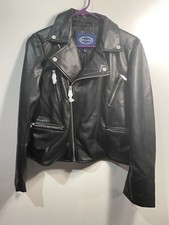 Scoop Womens Faux Leather Moto Jacket Black Long Sleeve Zip Up Size Medium 8 10
