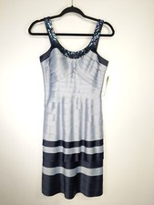 Adrianna Papell Boutique Sequin Scoop Neck Tiered Satin Dress Size 4 NWT