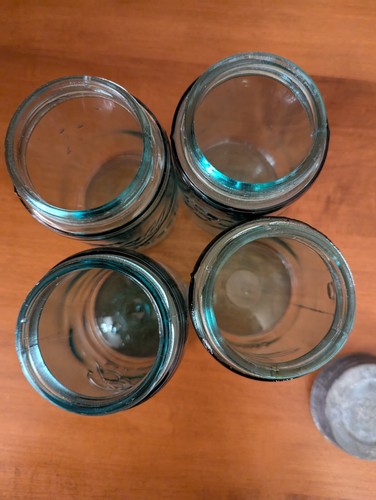 4-ANTIKES BLAU/GRÜNES KUGEL EINMACHGLAS-MIT ZINKDECKELN - Bild 5 von 8