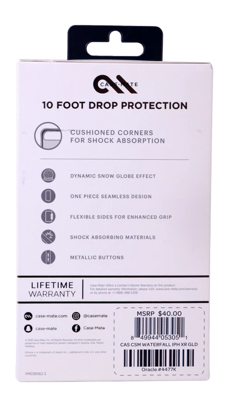 Funda Case-Mate Waterfall Series para Apple iPhone Xr - Dorada Foto 2 de 4