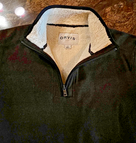 Suéter Pullover ORVIS PARA HOMBRES Forrado de Vellón Cuarto 1/4 Cremallera Marrón Negro Talla LG USADO EN EXCELENTE ESTADO - Imagen 9 de 23