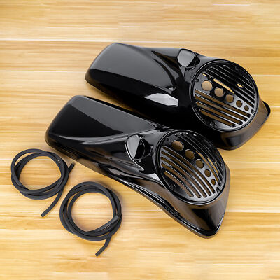 Vivid Black 8'' Speaker Lids w/ Tweeter port For Harley 2014-23 FL Touring Models