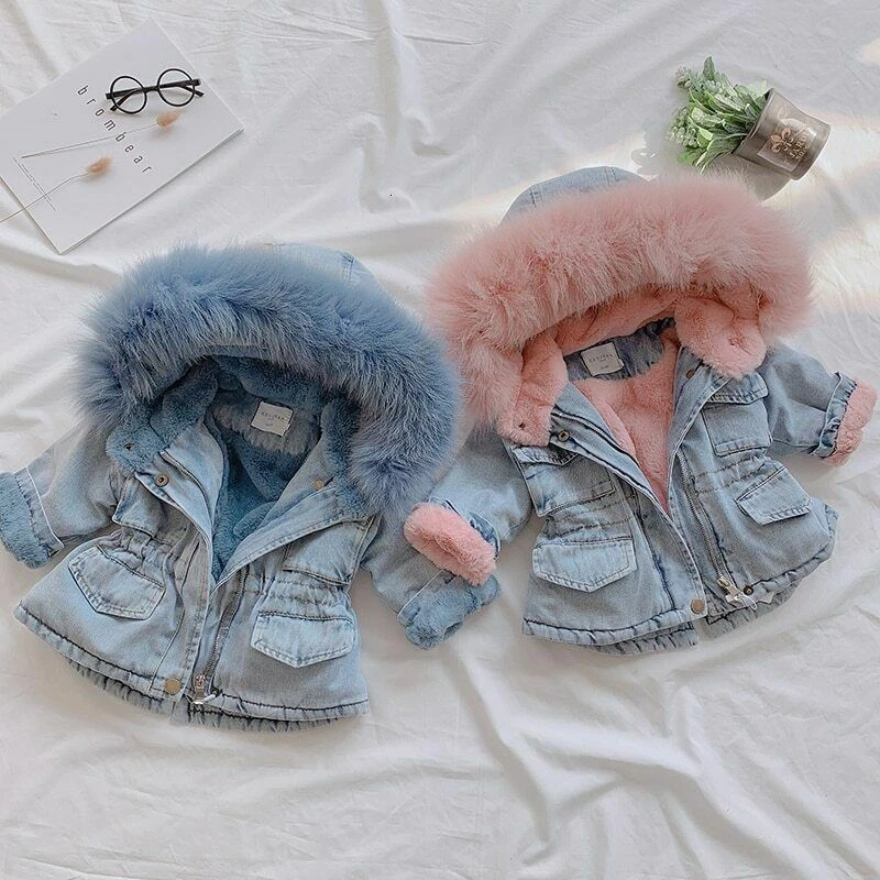 Baby jean jacket with clearance fur