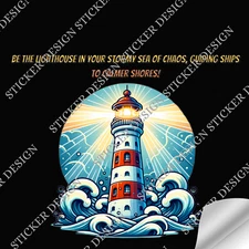Lighthouse in a Storm Sticker Design - Digital Download - Commercial Use