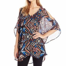Show Me Your MuMu Peta Boo Guatelala Boho Tribal Tunic Blouse Cold Shoulder XS