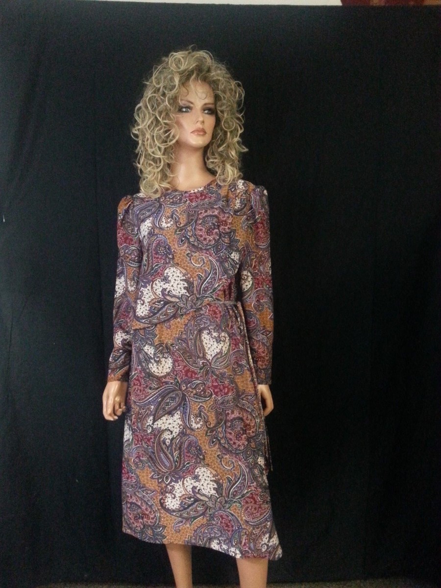 VTG 80s Sears Fashion Place Dress Paisley Floral Multicolor Casual Career  Disc L | eBay