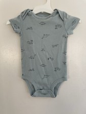 Carter's Baby Boy Cute Dinosaur Print 100 Cotton Short Sleeve Bodysuit Blue 6 M