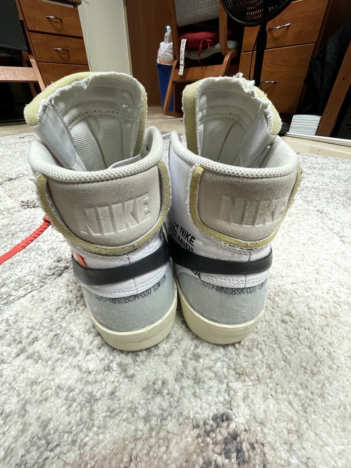 OFF WHITE X NIKE blazer bianco medio bianco dieci 2017 taglia 12 pulito 9 10 con org tutto