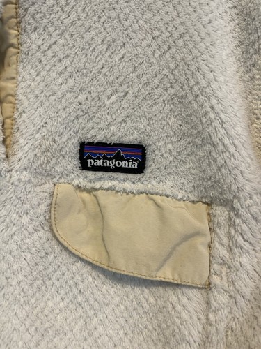 Patagonia Girls Sweater Large 12 Off White Re Tool Fleece Snap T Pullover Pocket - Picture 4 of 8