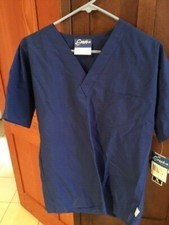 CREST UNIFORMS UNISEX SCRUB V NECK TOP NURSING UNIFORM STYLE 105 BLUE XS NEW
