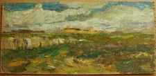 Ukrainian Soviet Oil Painting postimpressionism field clouds horizon