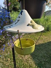 Vintage Hanging Ceramic Bird Feeder Pagoda