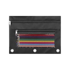 Pencil Pouch for 3 Ring Binder - Small Zipper Pen Case Pencil Pouches for Black