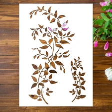 Large A4 Tree Vine Leaf Stencil for Painting on Wood Wall, 8.3" × 11.6" Reusable