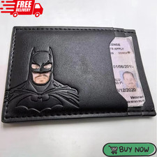 Personalized Leather Bat Wallet Superhero Mask Card Holder Heroic ID Wallet