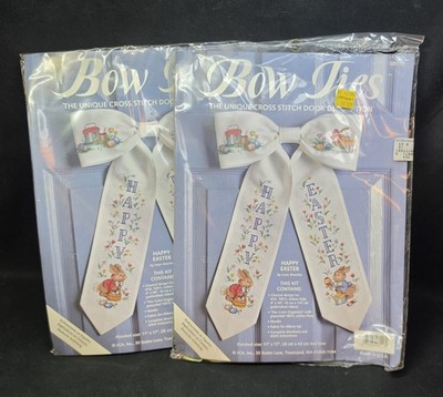 Bow Ties Happy Easter Cross Stitch Kit Door Decoration Lot Of 2 JCA Sealed NEW
