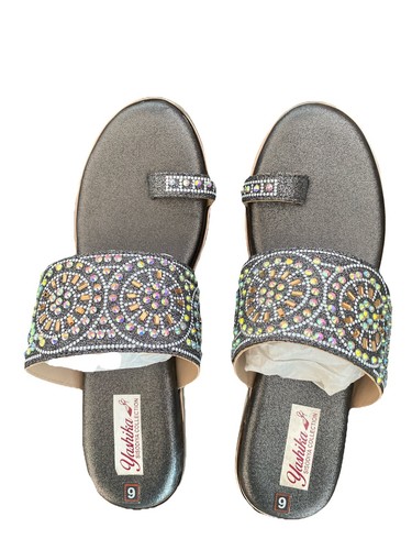 Women’s Soft Fancy Grey Sequence Diamanté/ Party Wear sandals ,Heels size 4 New