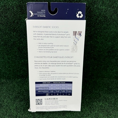 SIGVARIS Eversoft Diabetic Sock White Knee-high Compression Socks 8-15mmHg Large - Picture 5 of 7