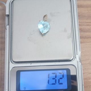 Pendentif cœur topaze bleu avec bélière or 750 1 32 g