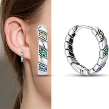 KUNSIR 925 Sterling Silver Tiny Twisted Rope CZ Hoop Earrings For Women Jewelry