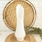 Vintage Milk Glass SWUNG VASE Hobnail Stretched 12 Finger 11.5”