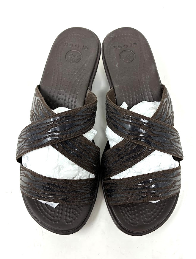Crocs Molalla II Espresso Brown Wedge Sandals Womens Size 6 Comfort Straps Slide