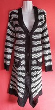 GINA BENOTTI Damen Strickmantel Long Cardigan m. Wolle Lochmuster Gr. 40/42