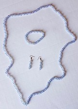 Kinder Modeschmuck Set - blaue Halskette, Armband, Ohrringe - UPCYCLED