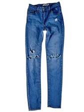 Levi's 721 Blue Light Wash High-Rise Skinny Distressed Denim Jeans Women's 26