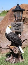 Ebros 'Home of The Brave' Patriotic Eagle Night Light Statue Solar LED Lantern