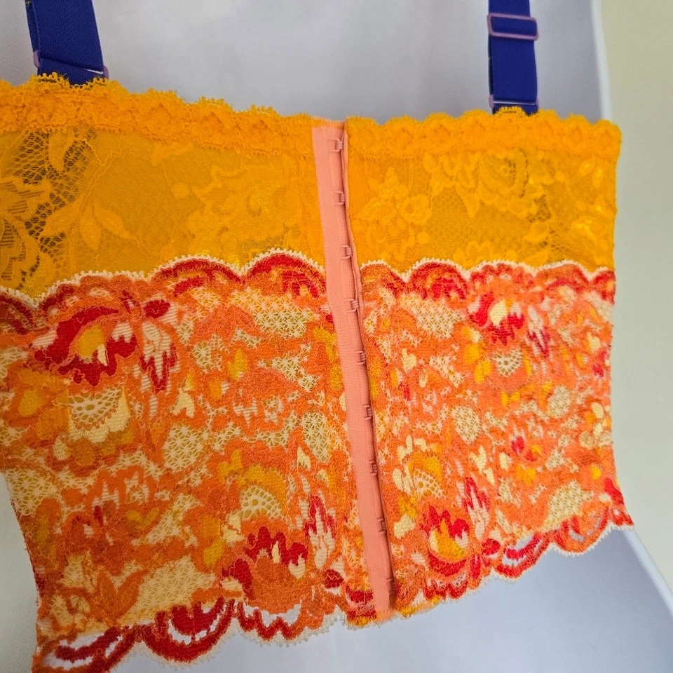 Bralette Cosabella Naranja Rosa Encaje Talla S Festival Boho Y2K Lencería Romántica Foto 4 de 4
