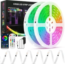 Led Lights for Bedroom, IC+RGB 65.6FT Strip Lights, 24Key 65.6FT, Multicolor 