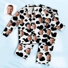 Foto personalizada pijama vaca textura regalo único para parejas decoración del hogar