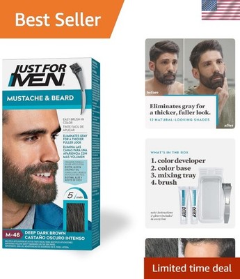 Keratin and Biotin Beard Dye for Men - Deep Dark Brown M-46, Nourishing Formula