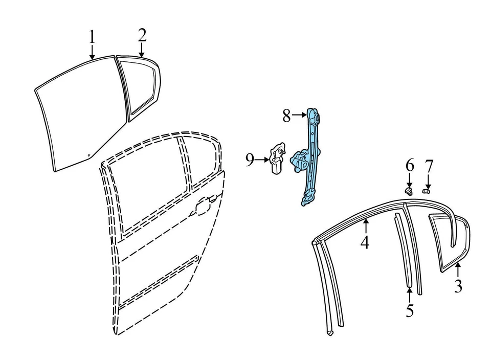 2001-2006 BMW 325XI - REAR LEFT Window Regulator 8200717 - Image 3 of 4