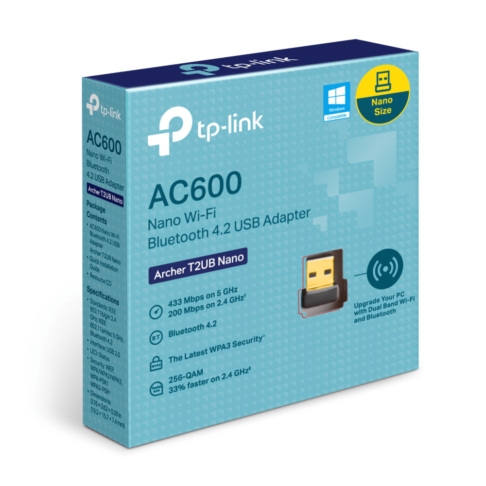 TP LINK Archer T2UB AC600 Nano WiFi & Bluetooth 4.2 USB Adapter Dongle 433MBPS
